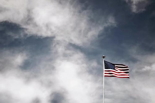 American Flag, Grey Sky
