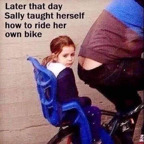 Parent, Girl, Kid -- Learned to Ride a Bike