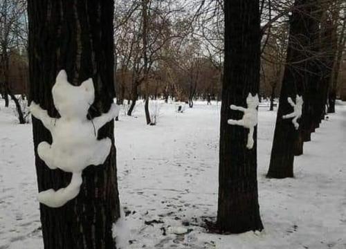 Snow-Ice Art, Tree, Treehuggers -- Catclinger