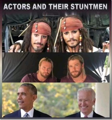 Obama, Biden, Johnny Deep, Chris Hemsworth,   Pirates of the Caribbean, Marvel Universe -- Stunt Doubles