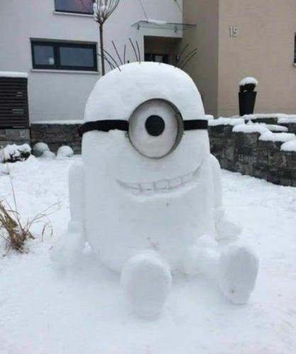Snow-Ice Art, Snowman, Minion -- 'SnowMinion'