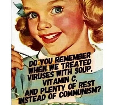 Classic Cartoon 50s, Virus, COVID, Vaccine, Communism -- Soup, Vitamin C, and Rest
