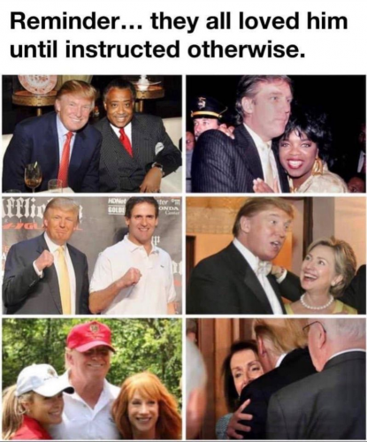 Trump, Al Sharpton, Oprah, Kathy Griffin, Hillary, Pelosi -- Lovers (then) vs Haters (now) Photos