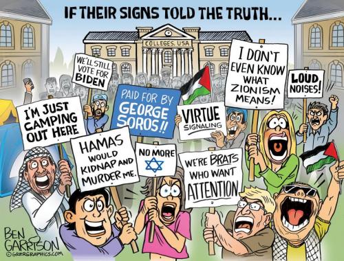 AntifaDressedAsViolentRiotersTellingTruthWithTheirSignsPaidForByGeorgeSoros