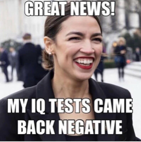 AOC, Alexandria Ocasio-Cortez, IQ, Good News -- Results Negative