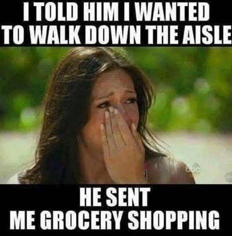 Man, Woman, Husband, Wife -- Walk Down the Aisle ... In Grocery Store