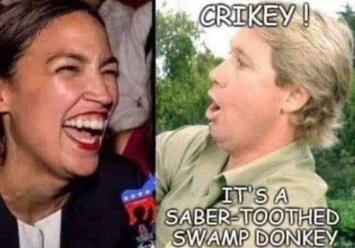 AOC, Alexandria Ocasio-Cortez, Democrat -- Crikey, Crocodile Hunter, Saber-Toothed Swamp Donkey