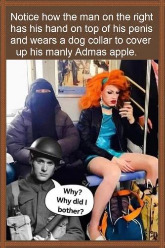 Transwoman, Muslim Woman -- Hand over Penis, NeckCollar over Adam's Apple