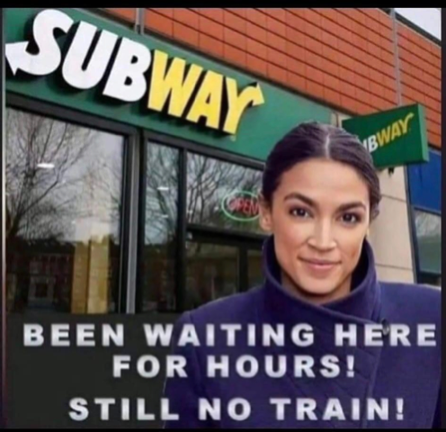 AOC, Alexandria Ocasio-Cortez, Subway, Restaurant -- No Train, Waiting for Hours