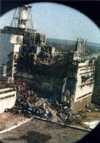 Chernobyl -- Only Existing Photo Morning of the Nuclear Accident; Heavy Grained due to radiation exposure of camera