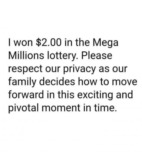 Mega Million - $2 win