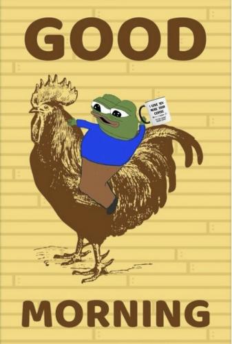 Good Morning - Pepe riding Rooster