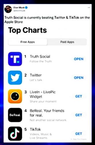 Truth Social Top on Apple Store 5-2-2024