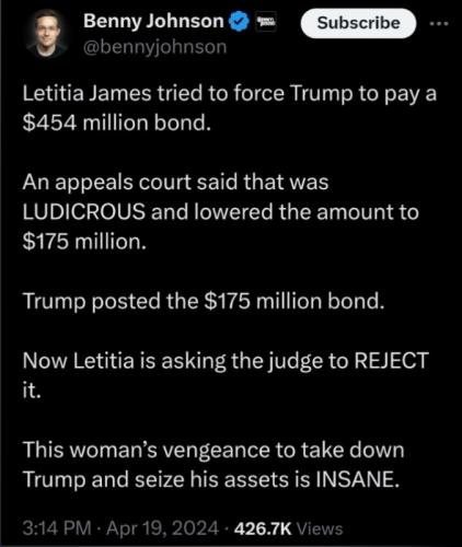 G Letitia James ludicrous