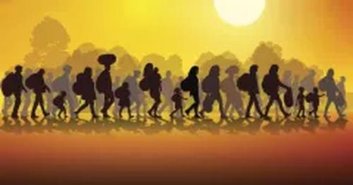 Illegal Immigration -- Black Shadow of Line walking