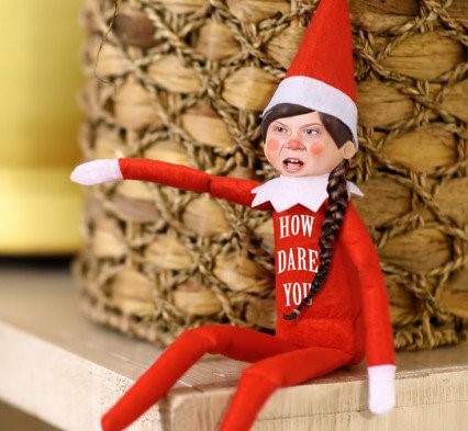Greta on the shelf