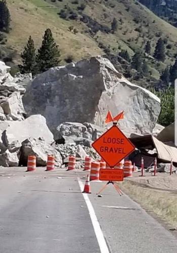 Big Boulders, Rocks blocking the roads, avalanche, highways -- Loose Gravel