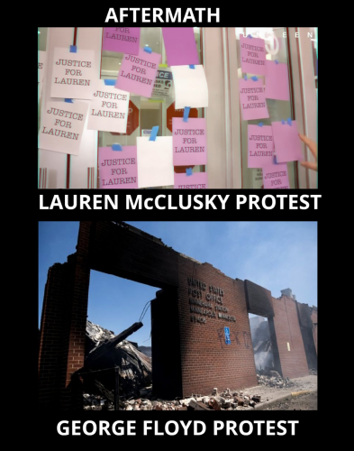 SM Lauren McCluskey protests compared to George Floyd protests