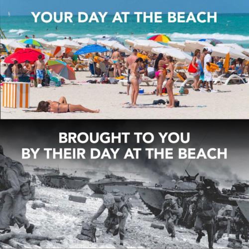 WWII, Veterans, Memorial Day -- Theirs vs Yours Day at the Beach