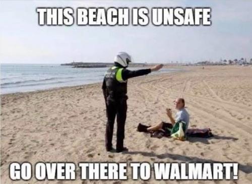 go to walmart no beach