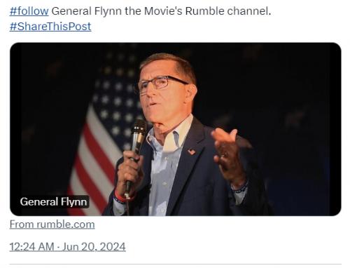 General Flynn's Rumble channel tweet