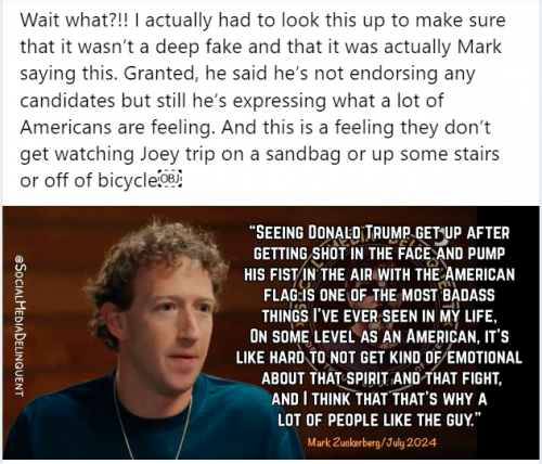Zuck Calls Trump A Badass