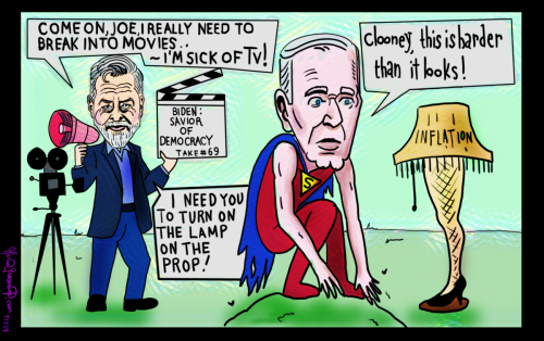 George Clooney Joe Biden Political cartoon