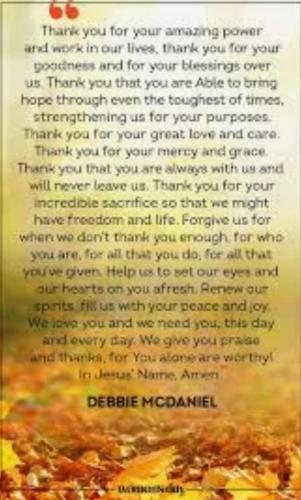 Prayer of Debbie McDaniel
