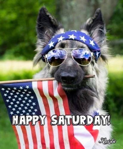 Happy Saturday - Dog & Flag