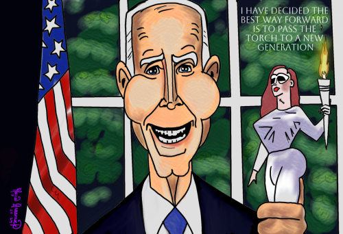 Joe Biden Political cartoon torch white house