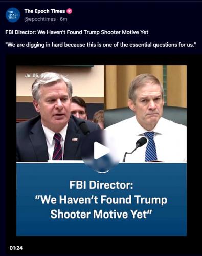 FBI Director ~We Haven't Found The Trump Shooter Motive Yet~