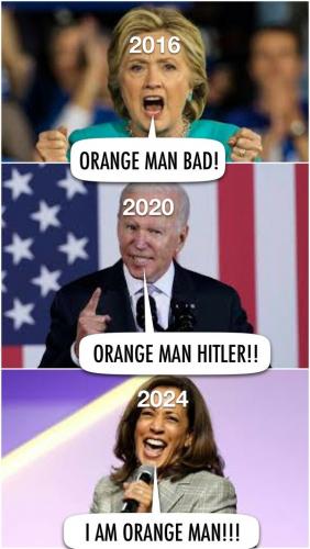 Trump, Hillary to Biden to Kamala -- Orange Man Bad, Hitler, I AM