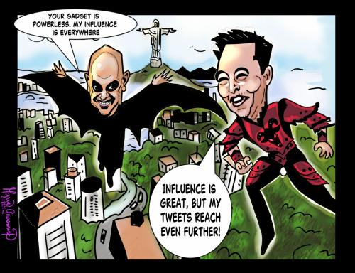 Elon Musk alexandre de moraes political cartoon brazil