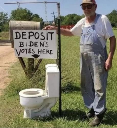 Toilet, Bathroom, Restroom, Farmer -- Deposit Biden Votes Here