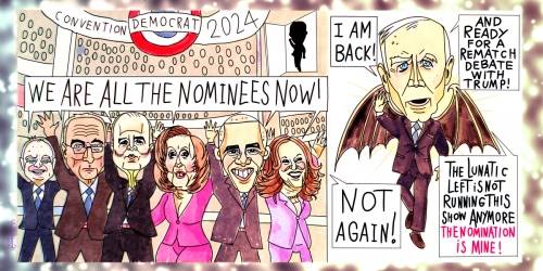 Political Cartoon Nancy Pelosi Chuck schumer Adam Schiff Nancy Pelosi Joe Biden Kamala Harris Democrat convention