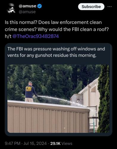 Trump Assassination Attempt (Washing Away the Roof Evidence, Water Hose) Butler Farm Show, Butler, PA (7-13-2024)