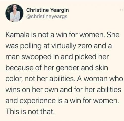 Kamala - NOT a win for women