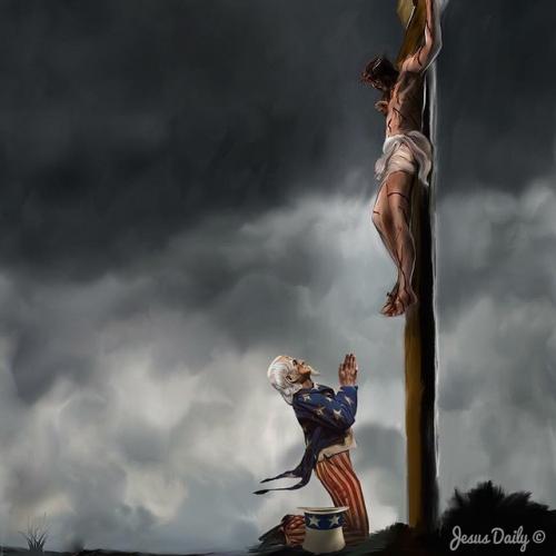Jesus on cross - Uncle Sam
