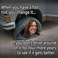 Kamala Harris -- Change Flat Tire, not Drive Around for another 4 years