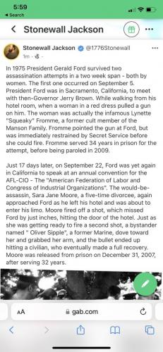 Gerald Ford -- 2 Assassination Attempts by 2 Women