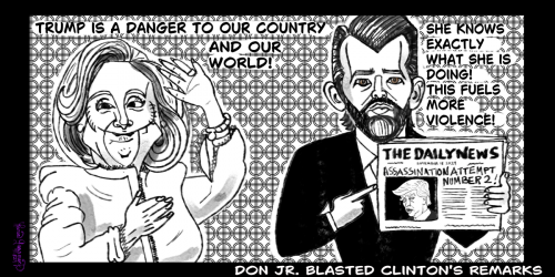Hillary Clinton and Donald Trump jr Political cartoon