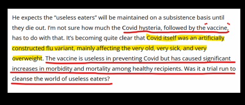 Covid trial run to eliminate useless eaters