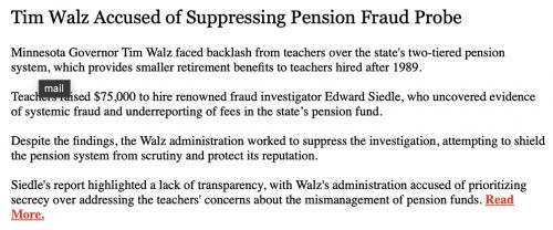 T Walz pension fraud