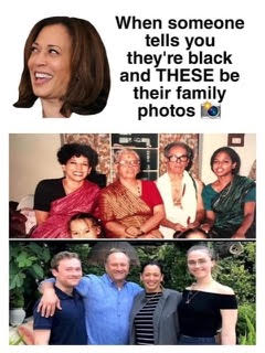 Kamala Harris, Liar, African American, blacks -- Daddy Jamaican, Mommy East Indian (Family Photo)3