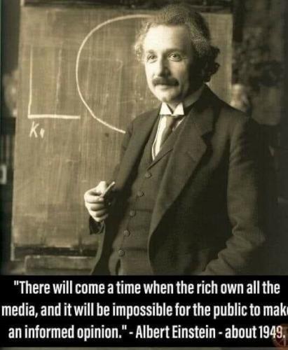 Albert Einstein, Mainstream News -- Rich, Elite, Globalist control censor the Media (1949)