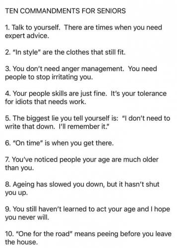 10 Commandments for Seniors