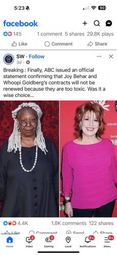Joy Behar, Whoopi Goldberg, The View -- Non Renewal of the Contract