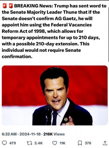 Trump Will Have Gates as AG