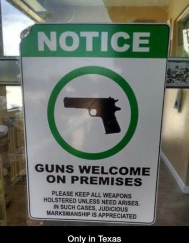 Signs, Second 2nd Amendment, Gun Rights -- 'Guns Welcome on Premises'