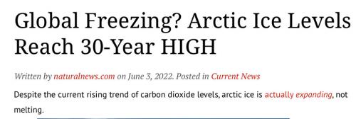 Arctic ice 30 Y high
